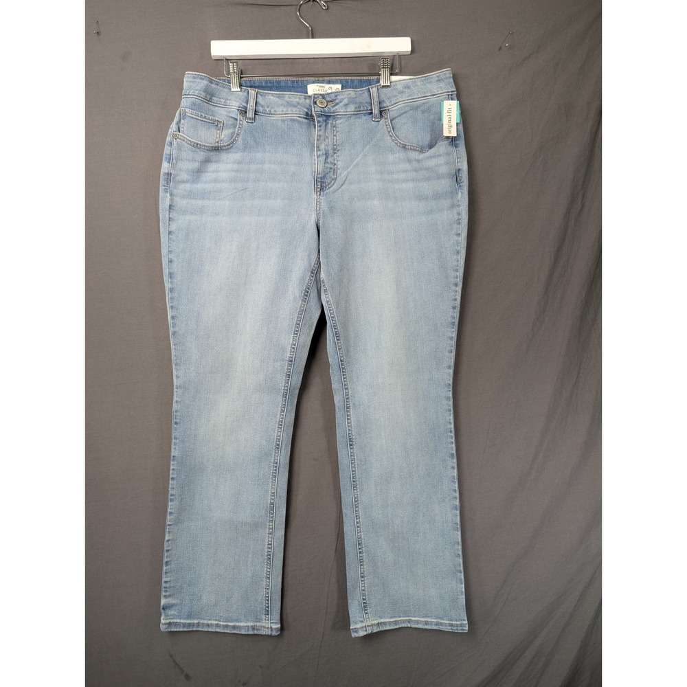 St. Johns Bay Womens Classic Straight Leg‎ Jeans Blue Light Wash Size 16 Short